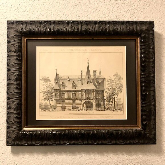 Pr Framed Antique French Architecture Engraved Prints CONSTRUCTION MODERNE 1890s - Picture 3 of 11